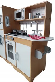 Cucina in legno per bambini con accessori e illuminazione a LED