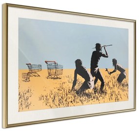 Poster  Banksy: Trolley Hunters  Cornice Quadri Cornice d'oro con passe-partout, Larghezza x Altezza Home decor 30x20