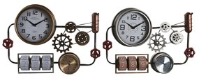 Orologio da Parete DKD Home Decor 52,5 x 9 x 39,5 cm Cristallo Ferro Vintage (2 Unità)