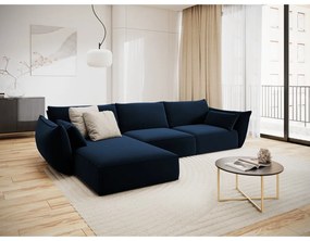 Divano angolare blu scuro (con penisola a sinistra/con chaise lounge) con rivestimento in velluto Vanda – Mazzini Sofas