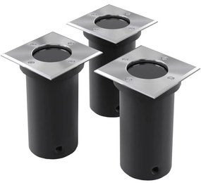 Faretti A Incasso Per Esterno Set 3 Pz Quadrati /