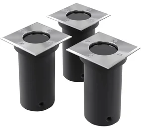 Faretti A Incasso Per Esterno Set 3 Pz Quadrati /