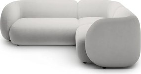 Divano angolare grigio chiaro (con penisola a destra/a L) con rivestimento in velluto Kate – Micadoni