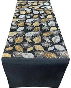Stola decorativa nera con motivo a foglia d'oro Larghezza: 35 cm | Lunghezza: 140 cm