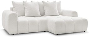 Divano angolare bianco allungabile/con contenitore (con penisola a destra/con chaise lounge) con rivestimento in bouclé Roxelane – Bobochic Paris