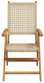 Sedie da giardino 2 pz beige legno massello acacia e polyrattan