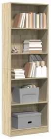 Libreria rovere sonoma 60x24x176 cm in legno multistrato