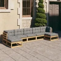 Set Divani da Giardino 7 pz con Cuscini Legno Massello di Pino 3077124