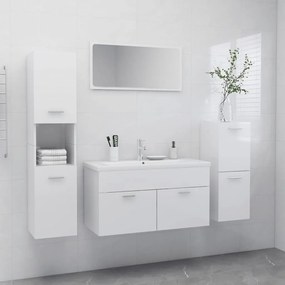 Set Mobili Da Bagno Bianco Lucido İn Truciolato /