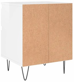 Comodini 2pz Bianco Lucido 40x35x50 cm in Legno Multistrato