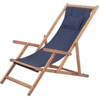 Sdraio da Spiaggia Pieghevole in Tessuto e Telaio Legno Blu cod mxl 63923