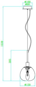 Sospensione Contemporanea Erich Metallo Nichel 1 Luce E Diffusore Bianco