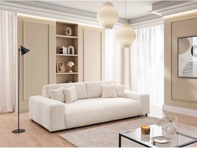 Divano color crema allungabile/con contenitore con rivestimento in velluto a coste 260 cm Justin – Ropez