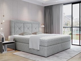 Letto matrimoniale boxspring Galizia - 180 x 200 cm , Tessuto grigio chiaro grezzo