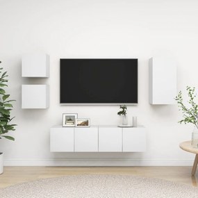 Set mobile tv 5 pz bianco in truciolato