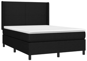 Letto a molle con materasso e led nero 140x200 cm in tessuto