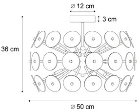 Lampada da soffitto Art Déco nera con vetro fumé - Atomic