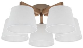 Brilagi - Lampadario a montaggio superficiale LATTE SABIA 5xE27/15W/230V pino/bianco