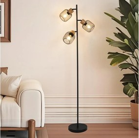 Brilagi - Lampada a piantana BASKLITE 3xE27/15W/230V legno/nero
