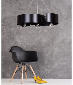 Lampadario Moderno 3 Luci Houyi In Acciao Nero E Cromo