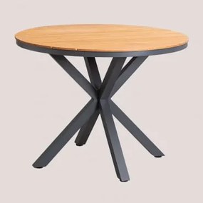 Tavolo da giardino rotondo in alluminio e legno di eucalipto Archer - Sklum