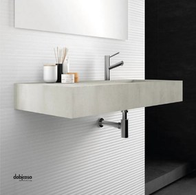 Lavabo Sospeso Con Vasca Centrale 80x46 Cm Savini Due "Idea" Beton