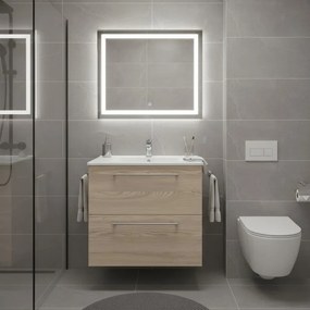 Mobile da bagno sospeso Remix L 46 x H 60 x P 48 cm rovere satinato, 2 cassetti 1 anta