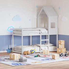 Letto A Castello Senza Materasso Bianco 90x190cm Massello Pino /