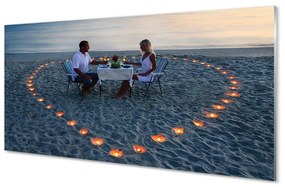 Pannello paraschizzi cucina Cuore con candele di coppia di mare 100x50 cm