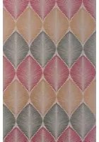 Osborne & Little Carta da parati Leaf Fall - Metallic Cranberry/ Cacao/ Mandarin