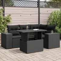 Set Divani da Giardino 5 pz con Cuscini in Polyrattan Nero 3326786