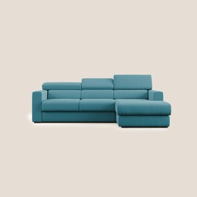 Dylan divano angolare con pouf estraibile poggiapiedi in tessuto simil cotone impermeabile T13