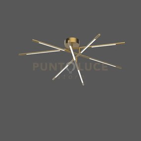 Lampadario da soffitto 8 oro satinato led 40w 3200lm 3000k dimmerab...