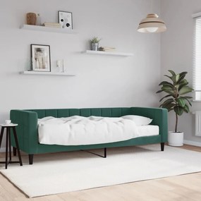 Divano Letto Con Materasso Verde Scuro 80x200 Cm İn Velluto /
