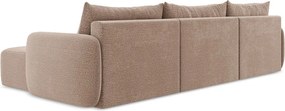Divano angolare marrone chiaro allungabile/con contenitore Kalena – Makamii