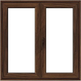 Finestra in PVC effetto legno noce L 120 x H 120 cm, 2 ante apertura a destra