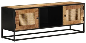 Mobile Porta TV 110x30x40cm Legno Grezzo Massello Mango e Ferro