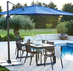 Ombrellone a palo laterale grigio Aura NATERIAL con telo blu