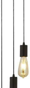 Lampadario Industrial-Nordico Squiggle Acciaio Nero 3 Luci E27