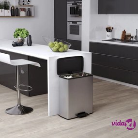 Curver Pattumiera a Pedale Doppia Deco 26L+26L Argento