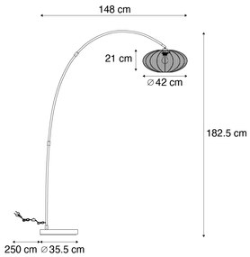Lampada da terra ad arco Japandi beige con paralume - Bida