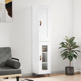 Credenza 34,5x34x180 Cm İn Legno Multistrato Bianco Lucido /