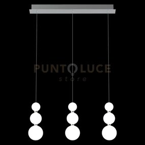 Lampada a sospensione perla, cromata, 9 sfere, led 36 watt, lumen 3...