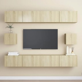 Set Di Mobili Porta Tv 6 Pz Rovere Sonoma İn Legno Multistrato /