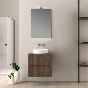 Mobile bagno noce 60 cm cannettato per lavabo da appoggio Palermo