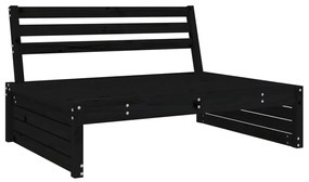 Set salotto da giardino 2 pz nero in legno massello di pino