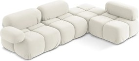 Divano angolare componibile bianco (con penisola a destra) con rivestimento in velluto Lokua – Makamii