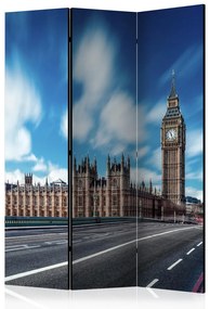 Paravento separè Londra soleggiata (3-parti) - Big Ben con sfondo celeste