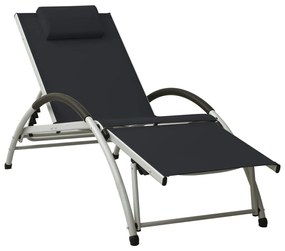 Lettino Prendisole Con Cuscino İn Textilene Nero /