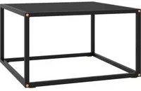 Tavolino da Salotto Nero con Vetro Nero 60x60x35 cm 322872